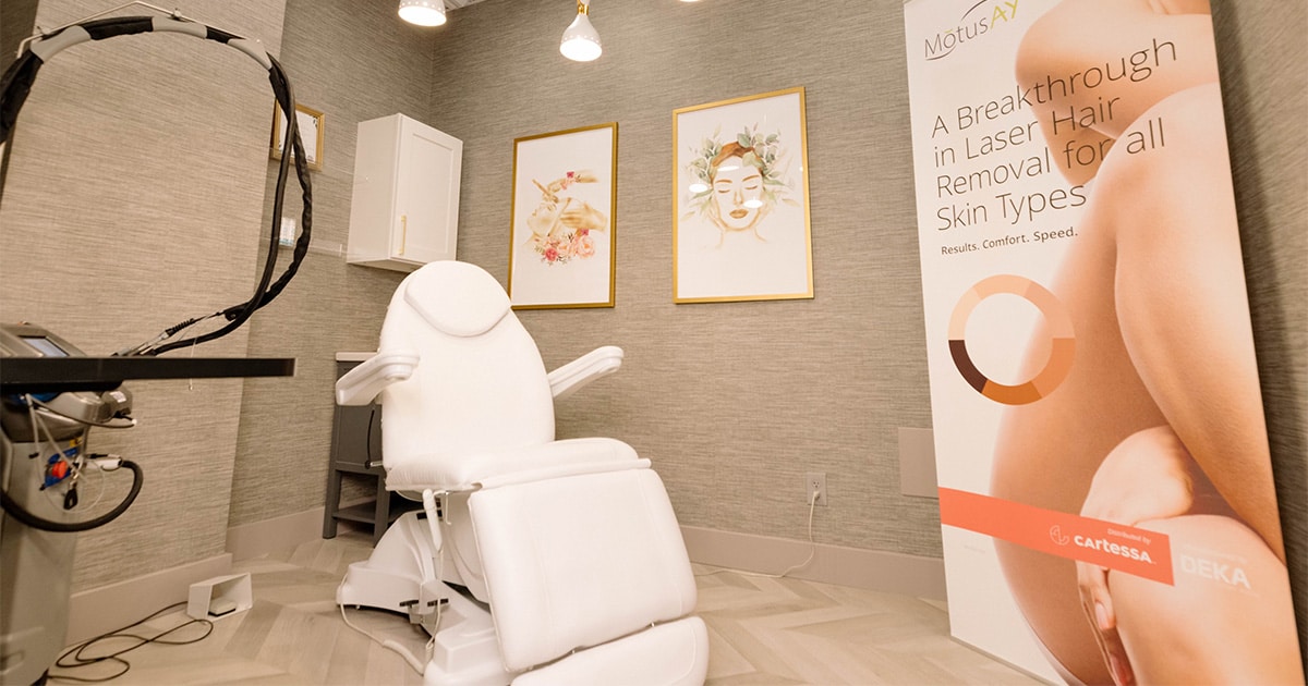 Private treatment room with advanced laser technology